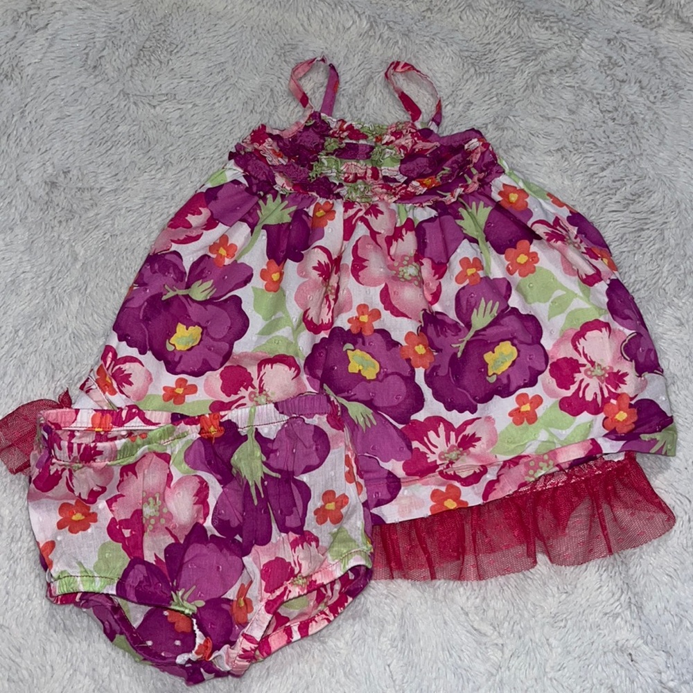 Penelope Mack floral matching dress set 3-6 months